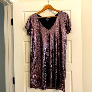 Purple shift dress with sequins